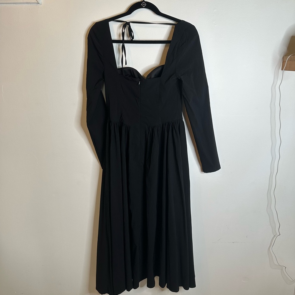 Sweetheart Neckline Elegant Black Long-Sleeve a-line Dress sz small - Picture 6 of 9